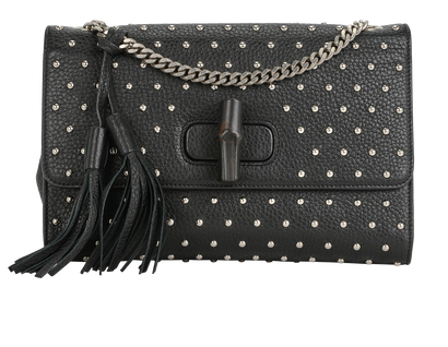 Studded Bamboo Chain Bag, front view
